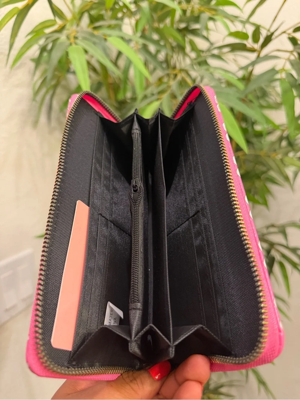 New Pink Heart-Print Zip Wallet